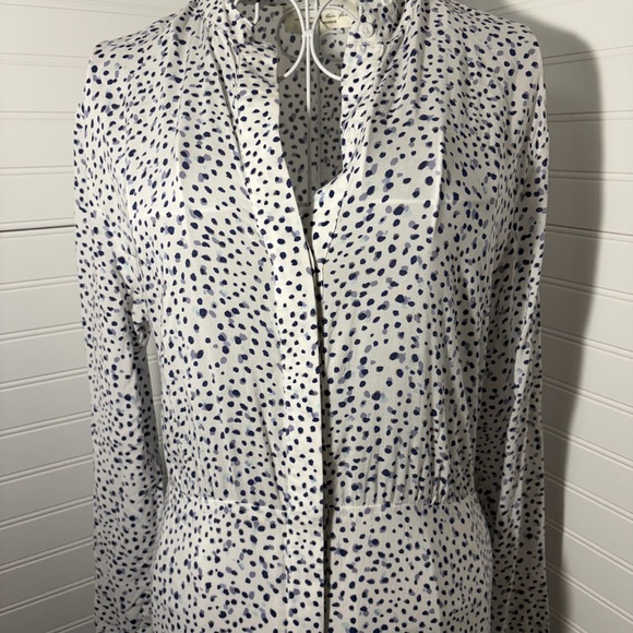 Anthropologie - Long Sleeve White Polka Dot Shirt Dress - Picture 6 of 11